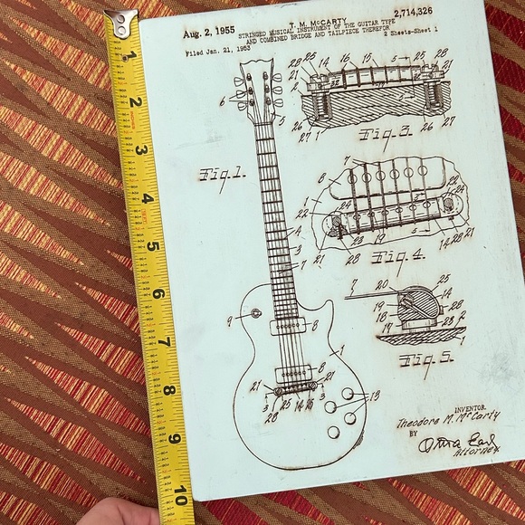 Fire & Pine image of 1953 guitar Patton on Wood 10”x7” VTG - Picture 9 of 12